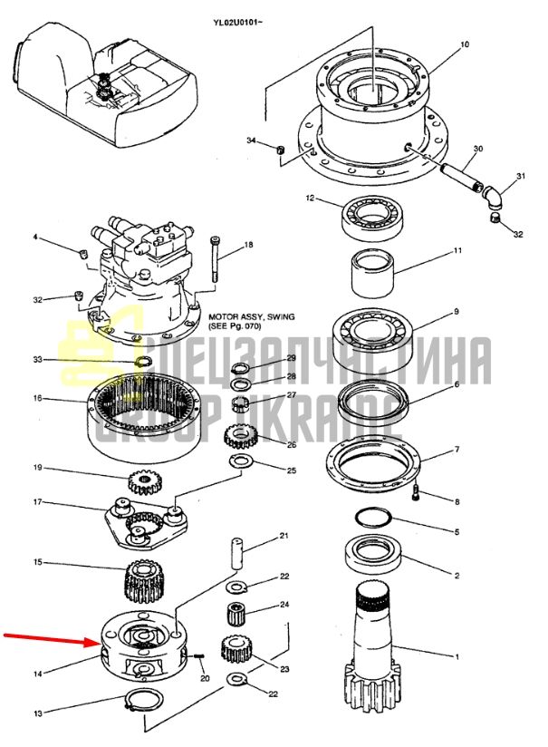 YN32W01011P1 Планетарный держатель Kobelco SK200, SK210