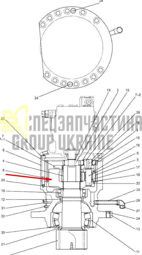 YN32W01058P1 Водило (друга планетарна передача) у зборі Kobelco SK200-8