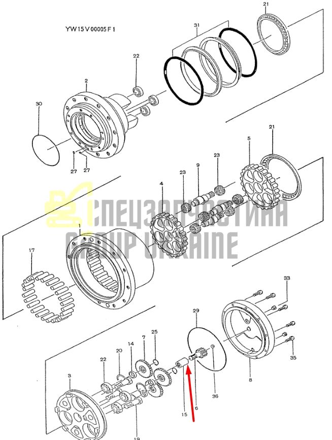 YW15V00005S015 Соединитель вала главной передачи KOBELCO SK135SR