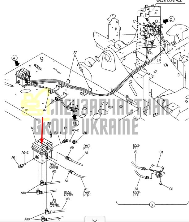 Kobelco YN30V00105F1 Клапан управления педальным приводом для SK200-8, SK210-8