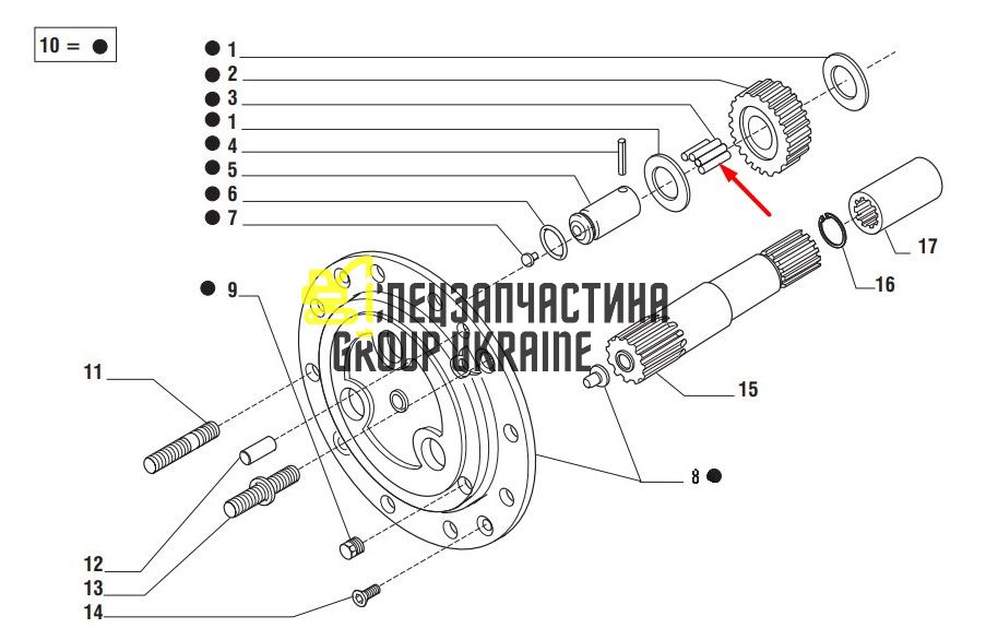 CA0100035 (028281, 83930654, 502536) Иголки подшипника Komatsu WB93/97-S/R