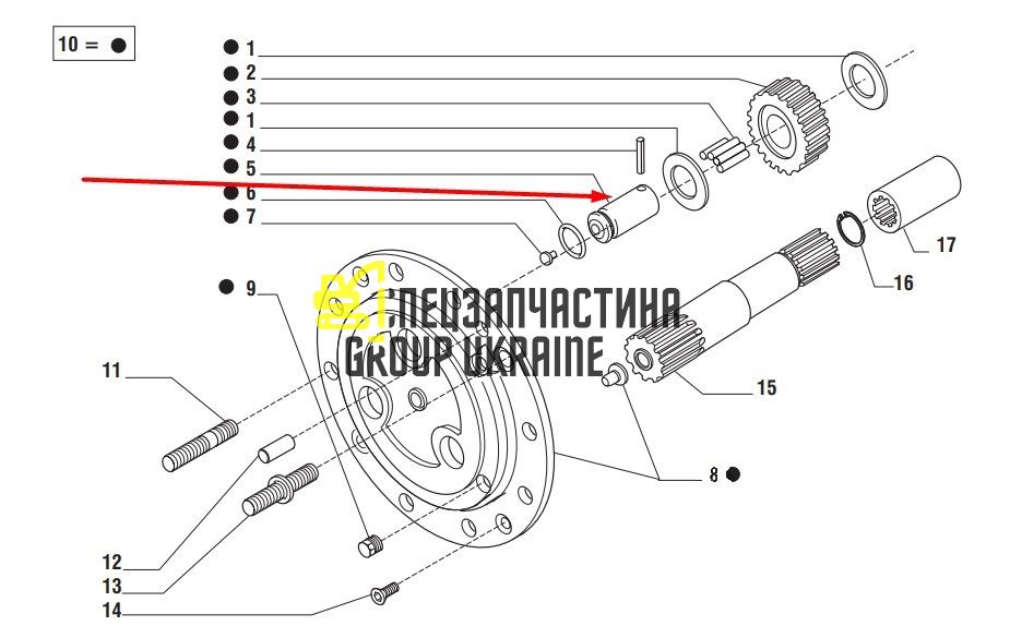 CA0127738 (127738, 03231450, 502539) Вал Komatsu WB93/97-S/R