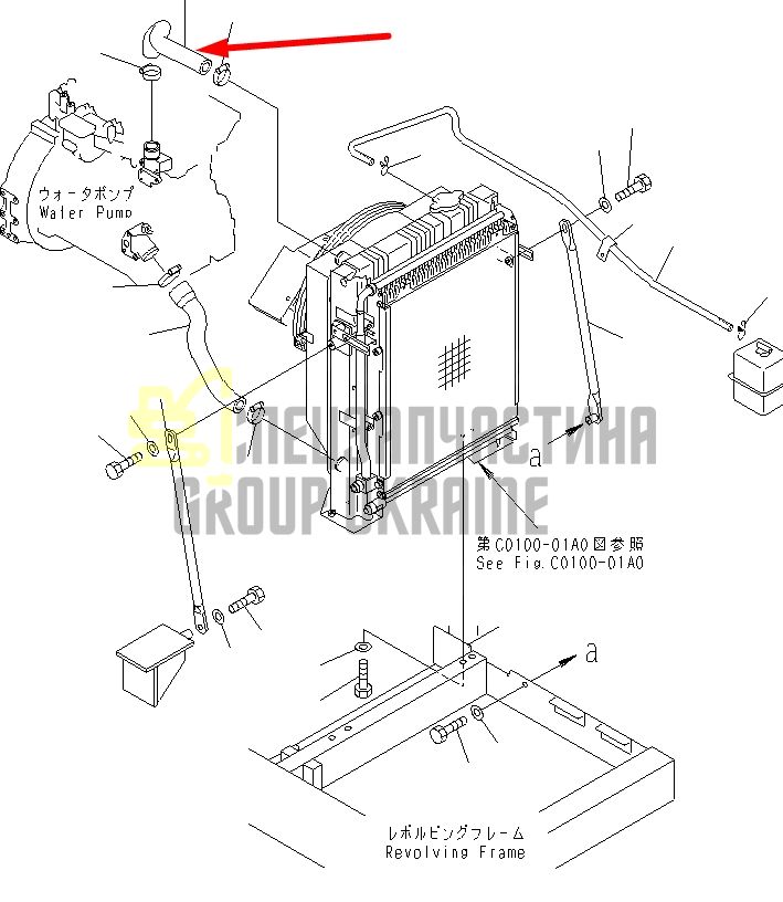 Купить Komatsu 203-03-67181 Патрубок радиатора верхний для PC100, PC120