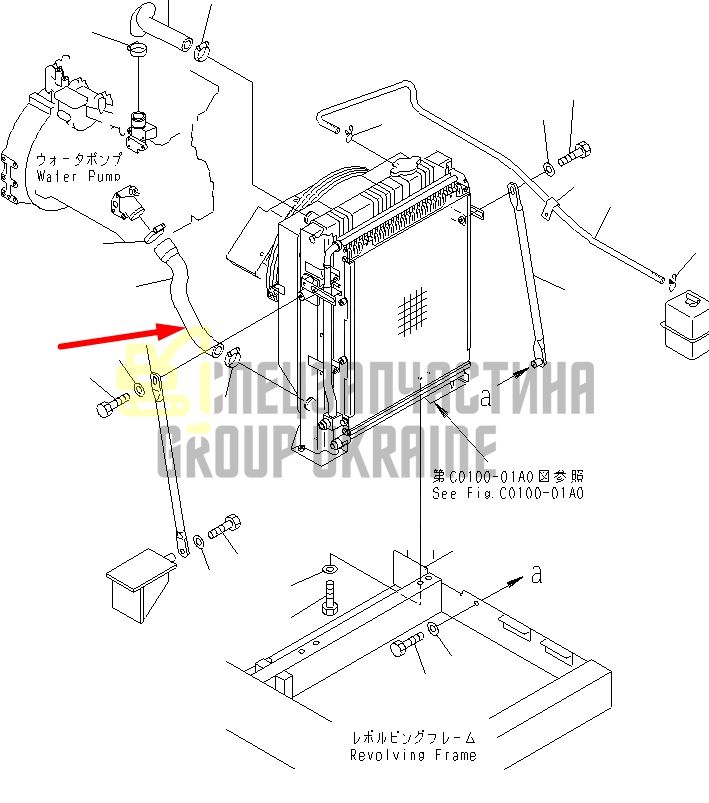 Komatsu 203-03-67190 Патрубок нижний для PC100, PC120