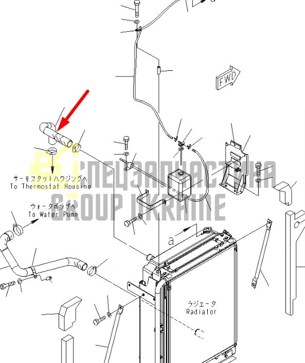 Купить Komatsu 206-03-71190 Патрубок радиатора верхний для PC210, PC220