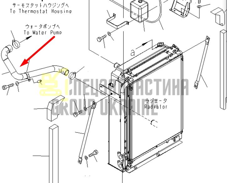 Купить Komatsu 206-03-71211 Патрубок радиатора нижний для PC210, PC220