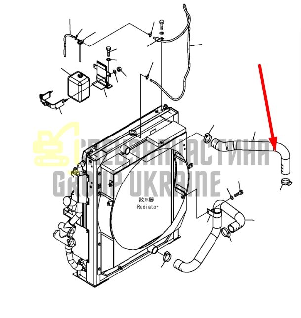 Купить Komatsu 207-03-71220 Патрубок радиатора верхний для PC300, PC350