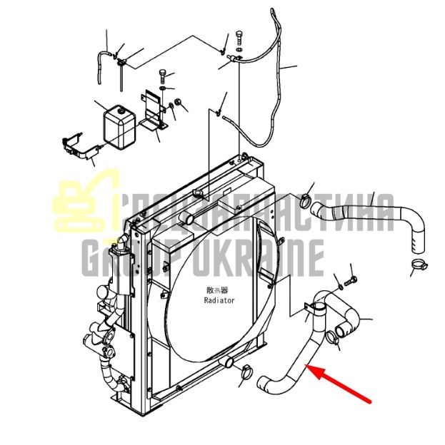 Купить Komatsu 207-03-71232 Патрубок радиатора нижний для PC300, PC350