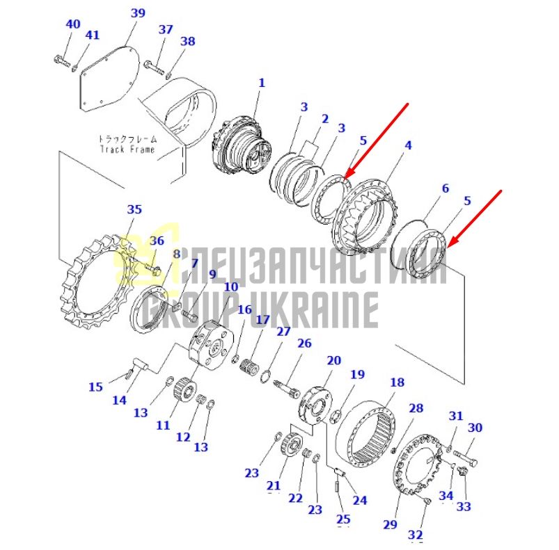 207-27-71330 Подшипник редуктора хода Komatsu PC270-7, PC290-8, PC300-7, PC300-8, PC340-7, PC350-7