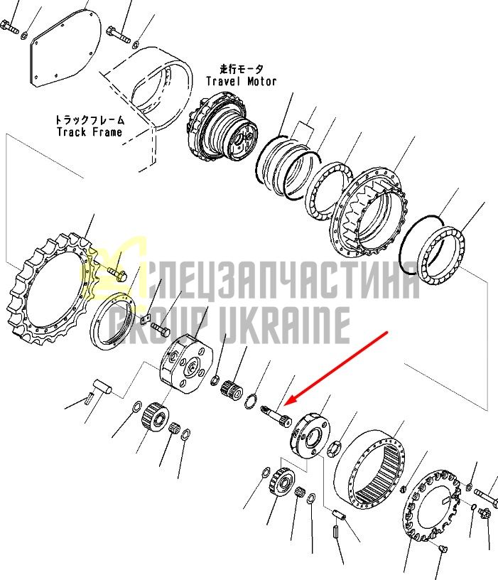 207-27-71352 Солнечная шестерня вал редуктора KOMATSU PC300