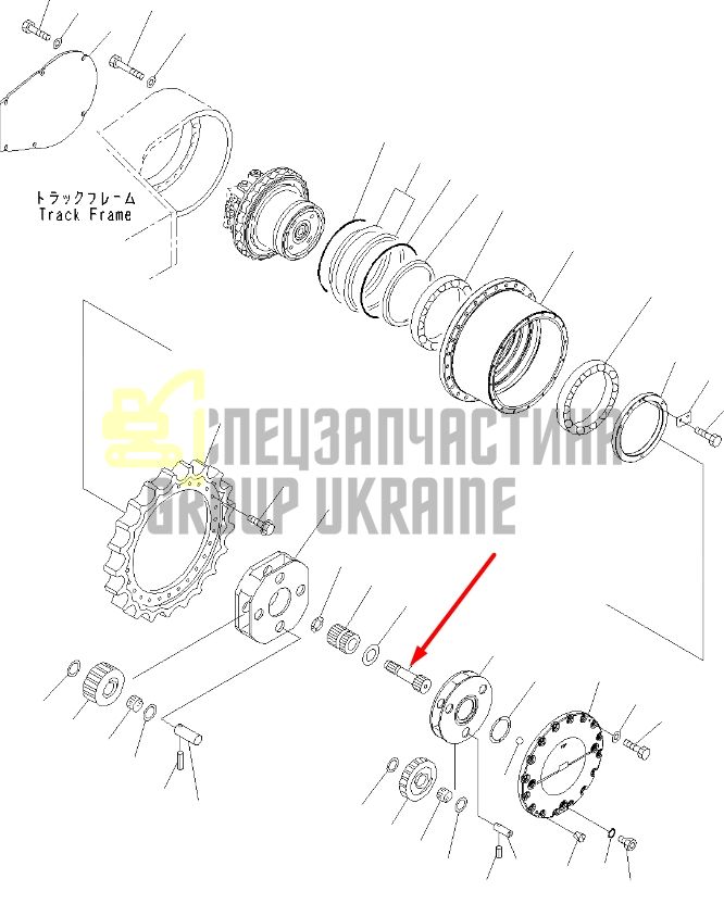 208-27-71112 (208-27-71111) Вал редуктора хода Komatsu PC300, PC300HD, PC300LL
