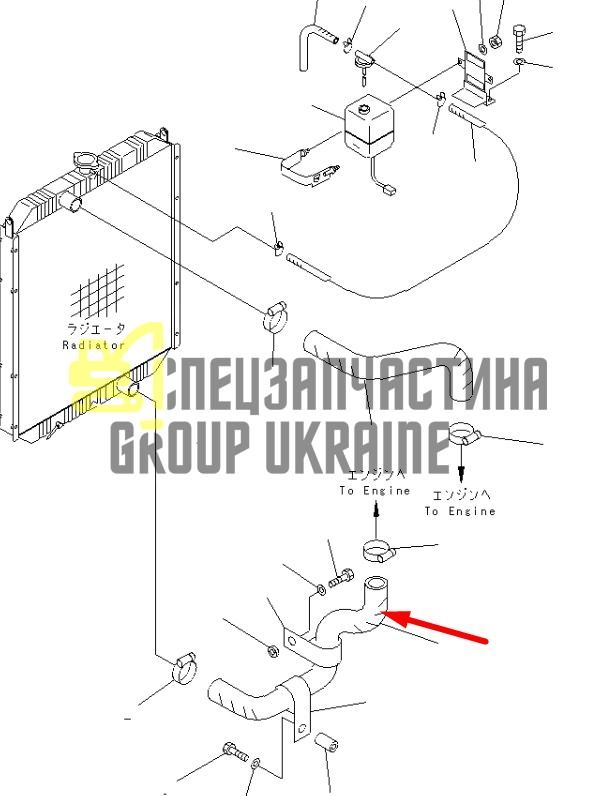 Купить Komatsu 20Y-03-21290 Патрубок водяного радиатора (верхний) для PC200, PC210, PC220