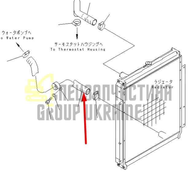 Купить Komatsu 20Y-03-21890 Патрубок верхний для PC200, PC220