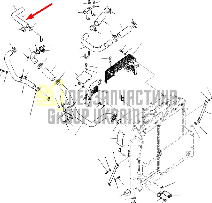 Купить Komatsu 20Y-03-41141 Патрубок водяного радиатора (верхний) для PC200, PC210, PC220