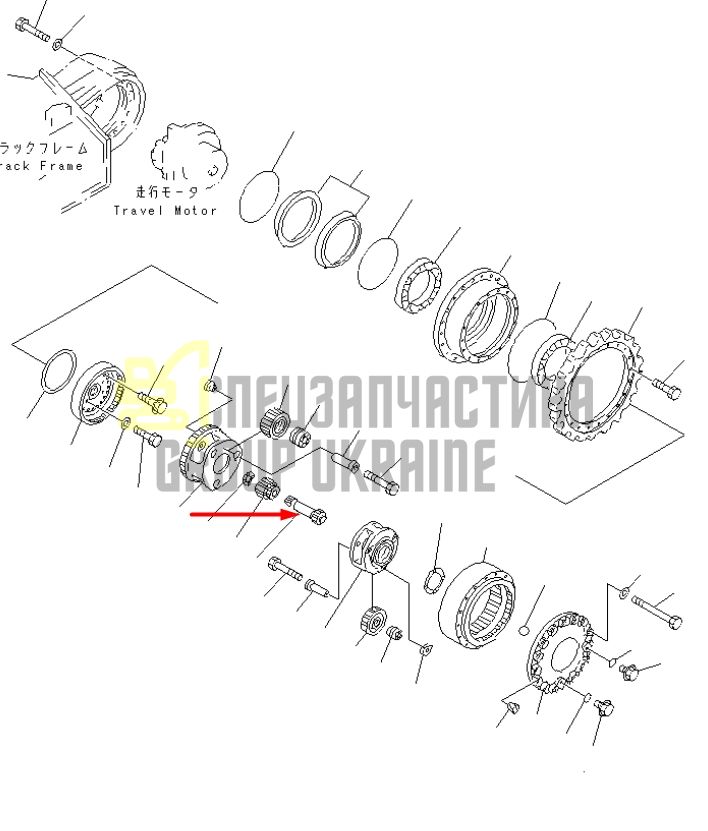 20Y-27-13130 Вал бортового редуктора (редуктора хода) Komatsu PC210