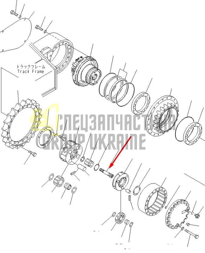 20Y-27-31210 Вал редуктора хода Komatsu CS360, CS360SD, PC200, PC210