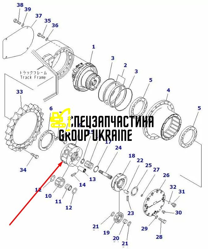20Y-27-22170 Блок сателлитов (водило) Komatsu PC160-7, PC200-6, PC200-7, PC210-6, PC210-7