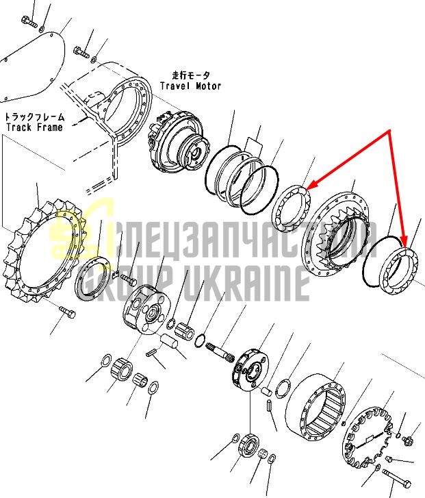 20Y-27-22230 Подшипник редуктора хода Komatsu PC100