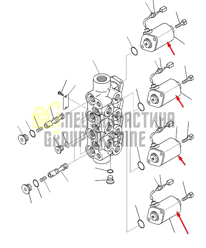 Komatsu 20Y-60-32120 Электромагнитный клапан PC160LC-7, PC180LC-7, PC200-7