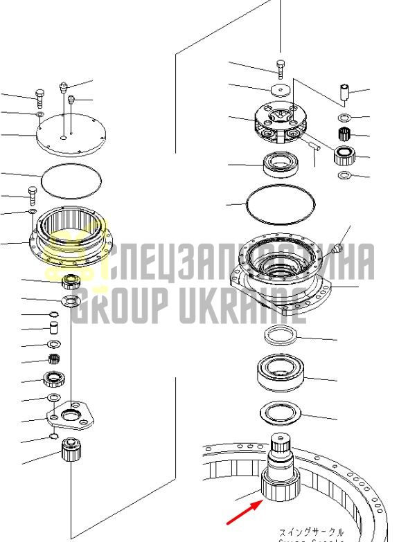 22U-26-21560 Вал шестерня пиньон редуктора KOMATSU PC200-7