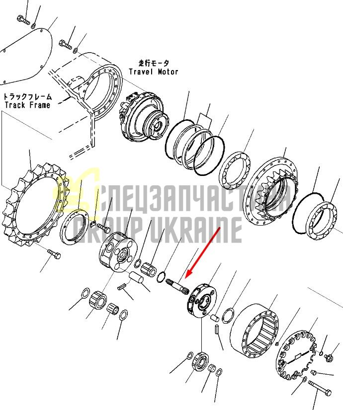 22U-27-21110 Вал гидромотора хода Komatsu PC200