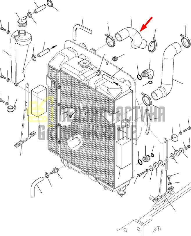 Купить Komatsu 42N-03-11282 Патрубок радиатора верхний для WB93, WB97