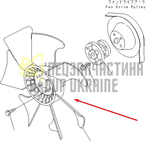 Купить Komatsu 600-623-8550 Крыльчатка для двигателя S4D102E, S6D102E на погрузчик DX50, DX20