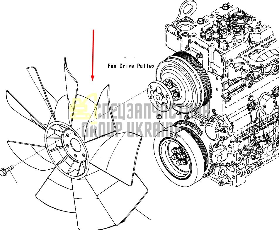 Купить Komatsu 600-625-7620 Крыльчатка для двигателя 6D102E экскаватор PC200, PC220