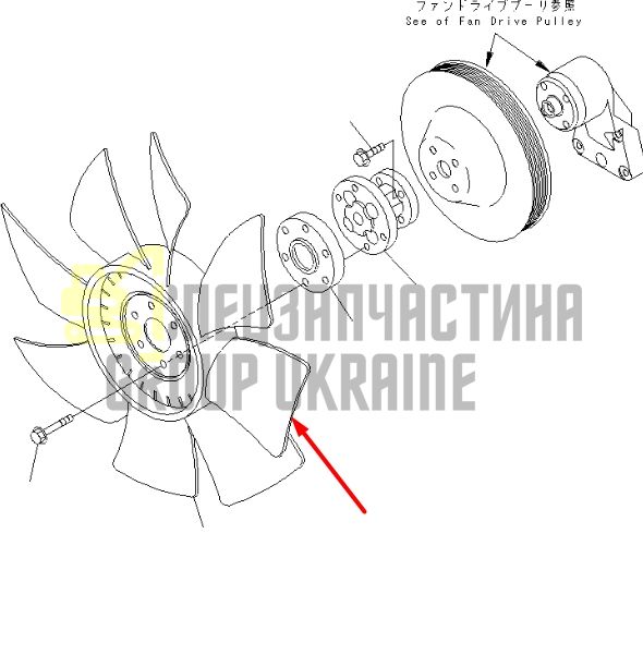Купить Komatsu 600-625-8550 Крыльчатка для двигателя SAA6D108E экскаватор PC300-6, PC400-6
