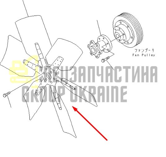 Купить Komatsu 600-633-0851 Крыльчатка для двигателя D65A-8