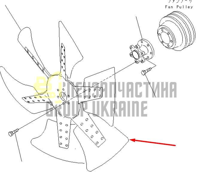Купить Komatsu 600-633-7850 Крыльчатка для двигателя S6D125 на погрузчик WA450, WA470