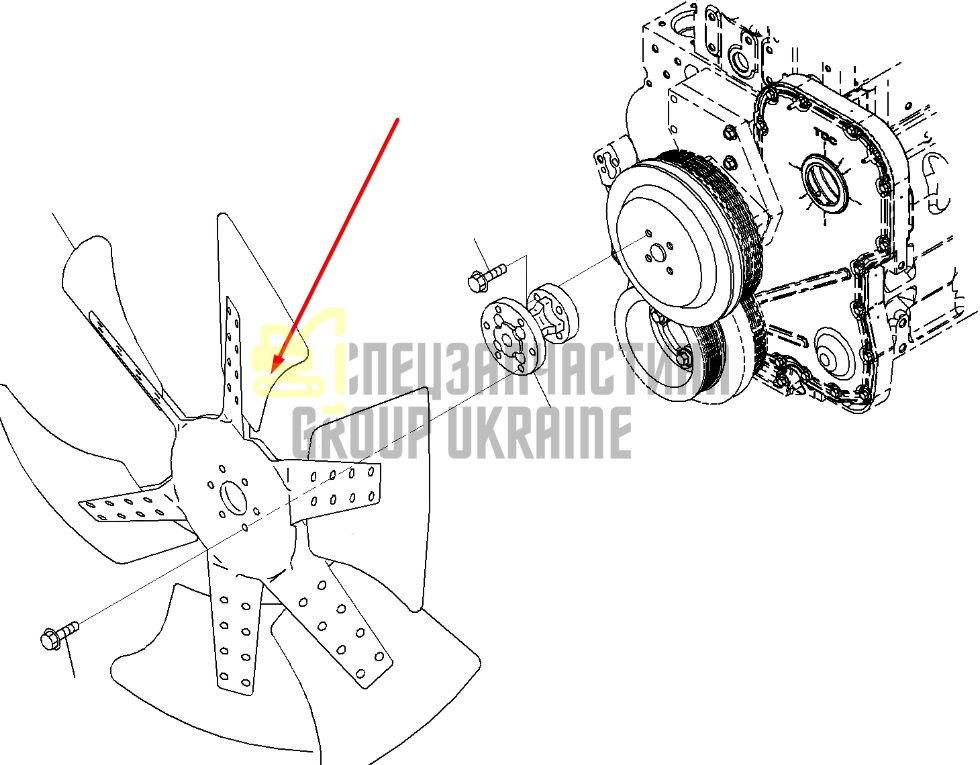 Купить Komatsu 600-635-7870 Крыльчатка вентилятора PC300, PC350