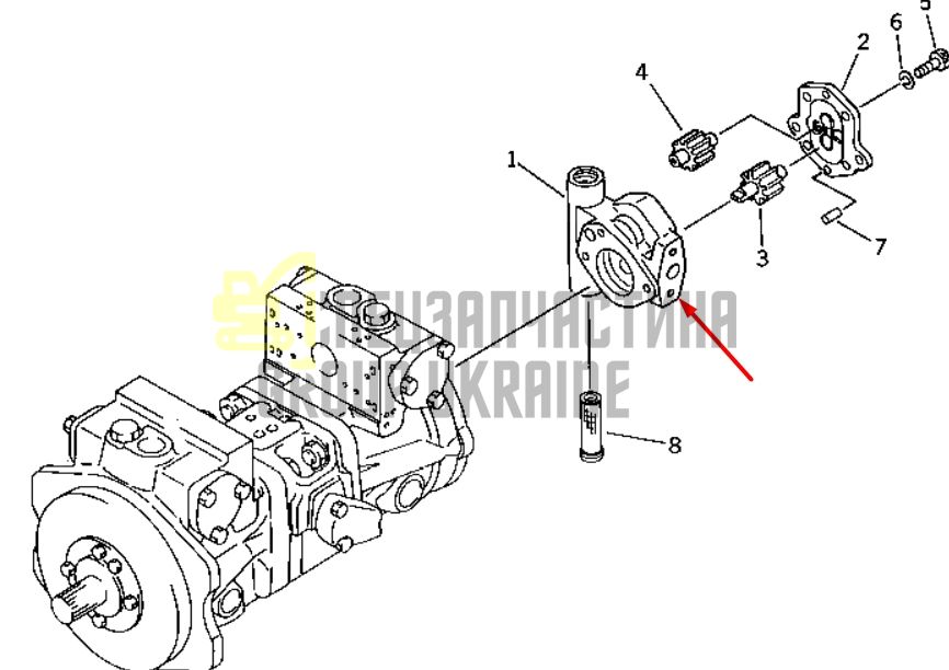 Komatsu 704-24-24401 Насос шестеренчатый для PC60, PC70, PC80