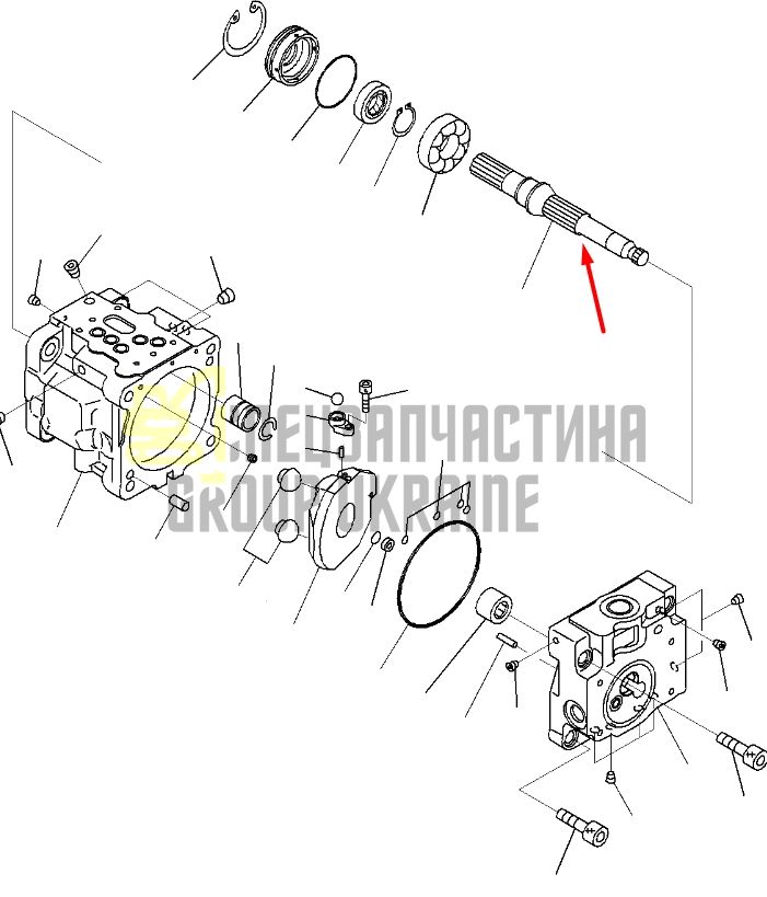 Вал гидронасоса 708-1S-12311 для гидравлики Komatsu LPV28 Handok