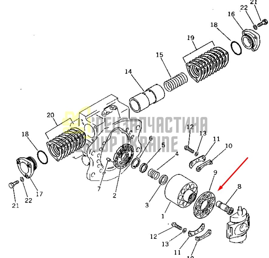 Пластина прижимная 708-23-13342, 708-23-13341 для гидравлики Komatsu HPV55 Handok