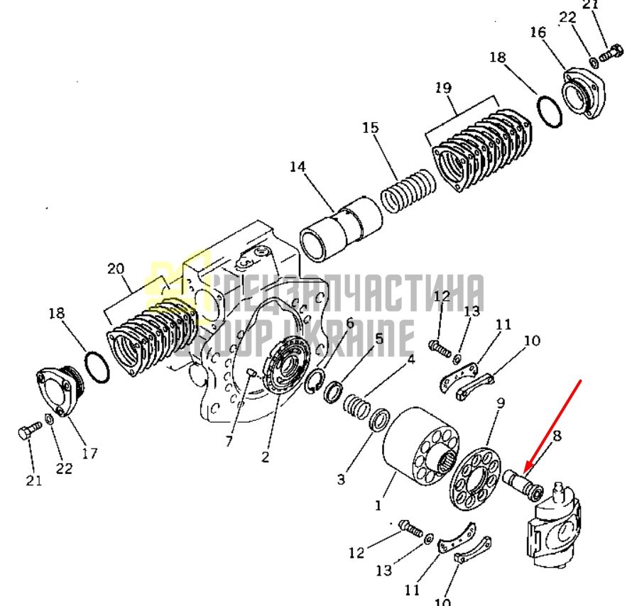 Плунжер 708-21-13352 для гидравлики Komatsu HPV35 Handok