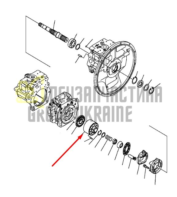 Komatsu 708-2G-04141 Блок цилиндров и Распределительная шайба L для гидравлики HPV140 Handok