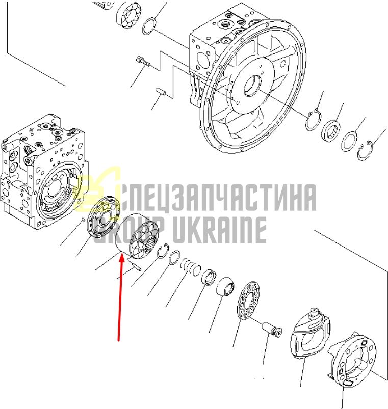 Блок цилиндров и Распределительная шайба L 08-2L-06271, 708-2L-06273 для гидравлики Komatsu HPV112 Handok