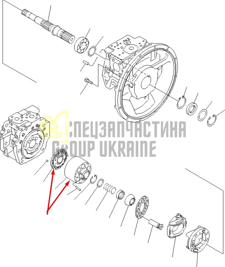 Блок цилиндров и Распределительная шайба R 708-2L-06340 для гидравлики Komatsu HPV95 Handok