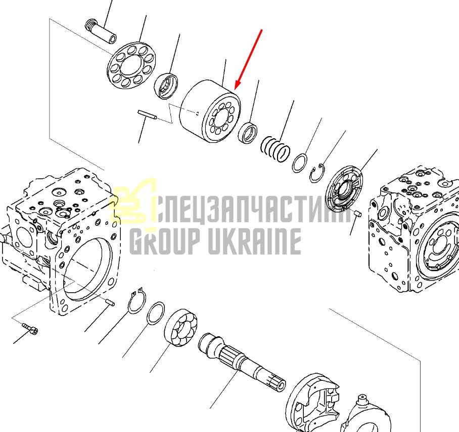 Блок цилиндров и Распределительная шайба L 708-2L-06480, 708-2L-33190 для гидравлики Komatsu HPV95 Handok