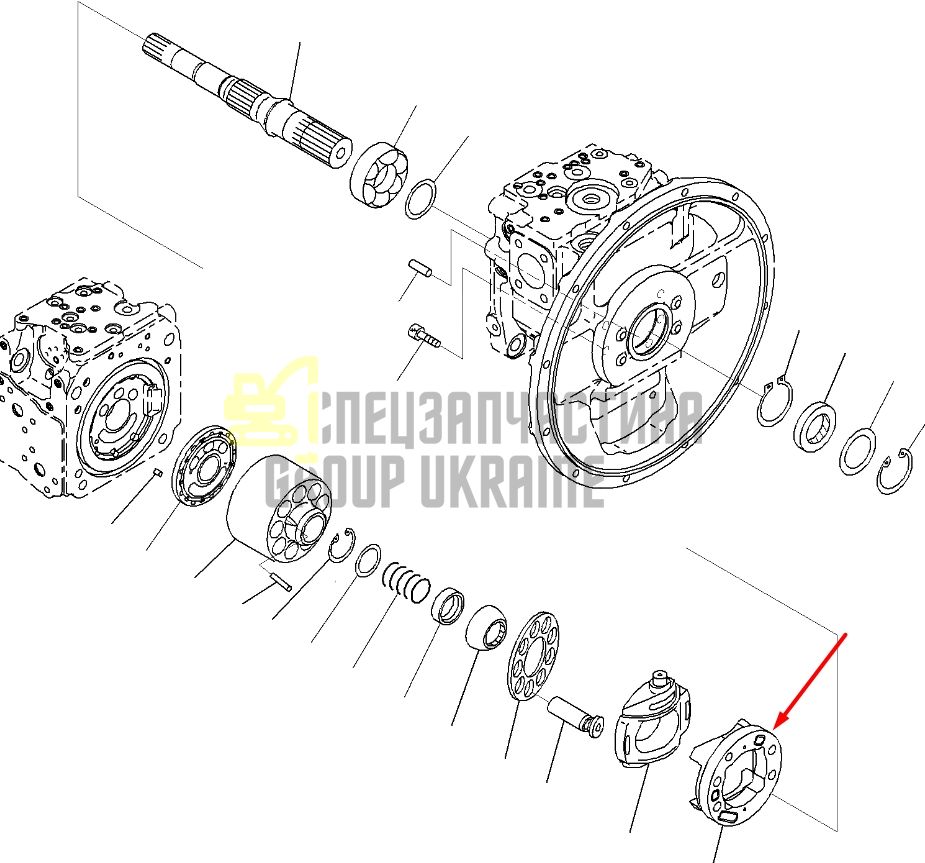 Komatsu 708-2L-06630 Суппорт люльки для гидравлики HPV95 Handok