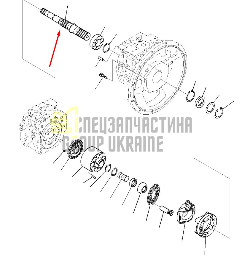 Komatsu 708-2L-32110, 708-2L-32160 Вал гидронасоса ведущий для гидравлики HPV95 Handok