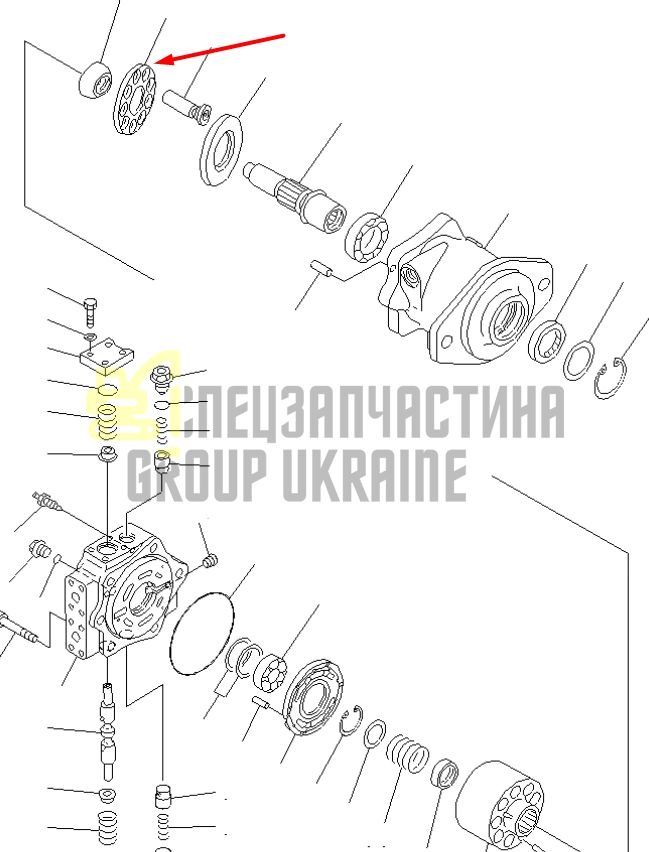 Пластина прижимная 708-2L-23340, 708-2L-3334 для гидравлики Komatsu HPV95