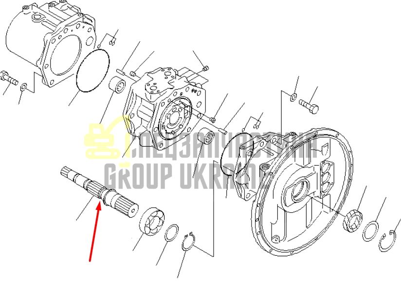 Вал гидронасоса ведущий R 708-2L-4211 для гидравлики Komatsu HPV112 Handok