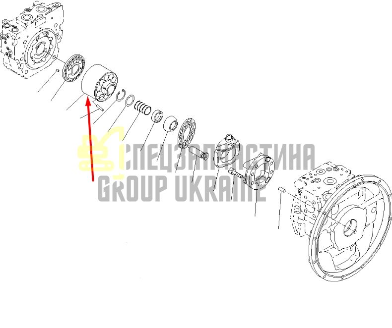 Блок цилиндров 708-3D-04320 для гидравлики Komatsu HPD56 Handok
