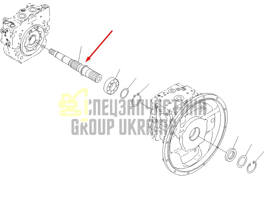 Вал гидромотора 708-3D-12130 для гидравлики Komatsu HPD56 Handok