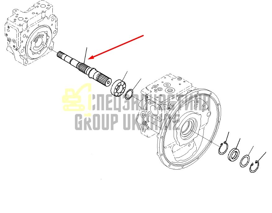 Вал гидромотора 708-3M-12111 для гидравлики Komatsu HPD71 Handok