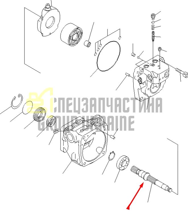 Вал гидронасоса 708-3S-12110 для гидравлики Komatsu LPD25 Handok