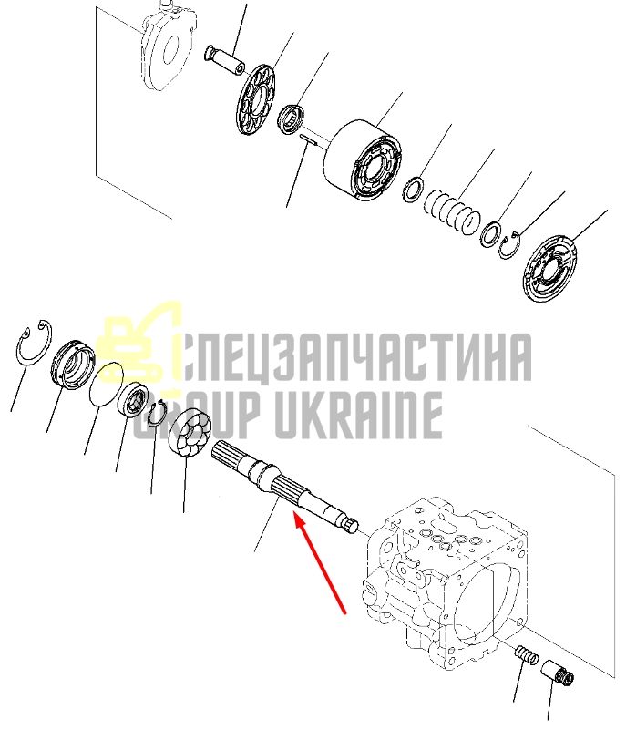 Вал гидронасоса 708-3S-12121 для гидравлики Komatsu LPD28 Handok