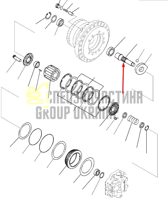 708-8H-32120 Вал гидромотора хода Komatsu PC300